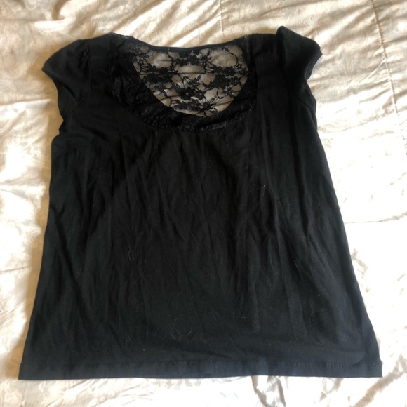 Black Short Sleeve ‘Maid of Honor’ Top Lace Back - Picture 2 of 3